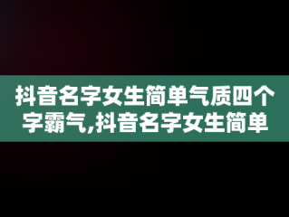 抖音名字女生简单气质四个字霸气,抖音名字女生简单气质四个字