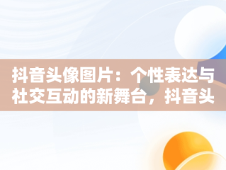 抖音头像图片：个性表达与社交互动的新舞台，抖音头像图片2025最火爆 