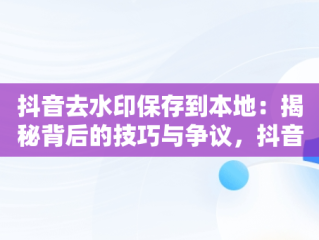 抖音去水印保存到本地：揭秘背后的技巧与争议，抖音去水印导出 