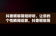 抖音昵称简短好听，让您的个性瞬间绽放，抖音昵称简短好听有寓意两个字 
