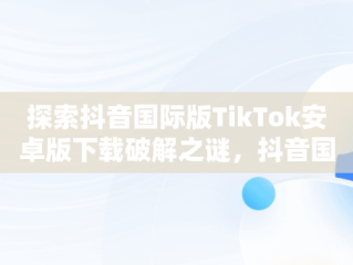 探索抖音国际版TikTok安卓版下载破解之谜，抖音国际版tiktok v9.5.3下载 