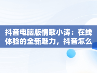 抖音电脑版情歌小涛：在线体验的全新魅力，抖音怎么用电脑伴奏唱歌 