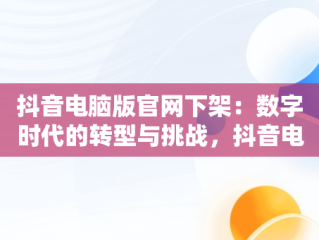 抖音电脑版官网下架：数字时代的转型与挑战，抖音电脑版官方版怎么下载 