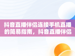 抖音直播伴侣连接手机直播的简易指南，抖音直播伴侣怎么连接手机直播不行图片 