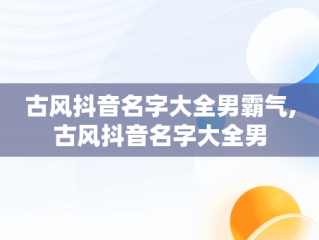 古风抖音名字大全男霸气,古风抖音名字大全男