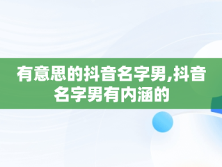 有意思的抖音名字男,抖音名字男有内涵的