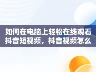 如何在电脑上轻松在线观看抖音短视频，抖音视频怎么电脑看 