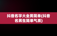 抖音名字大全男简单(抖音名男生简单气质)