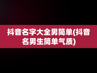 抖音名字大全男简单(抖音名男生简单气质)