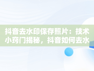 抖音去水印保存照片：技术小窍门揭秘，抖音如何去水印保存照片 