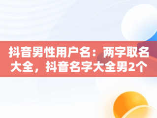 抖音男性用户名：两字取名大全，抖音名字大全男2个字 