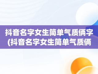 抖音名字女生简单气质俩字(抖音名字女生简单气质俩字一样)