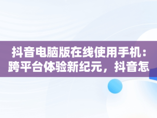 抖音电脑版在线使用手机：跨平台体验新纪元，抖音怎么在电脑用 