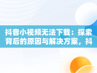 抖音小视频无法下载：探索背后的原因与解决方案，抖音小视频无法下载怎么解决 
