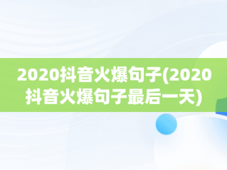 2020抖音火爆句子(2020抖音火爆句子最后一天)