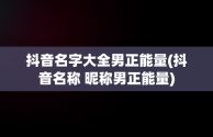 抖音名字大全男正能量(抖音名称 昵称男正能量)
