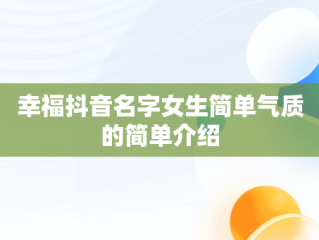 幸福抖音名字女生简单气质的简单介绍