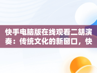 快手电脑版在线观看二胡演奏：传统文化的新窗口，快手二胡音乐 