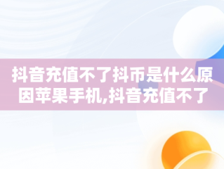 抖音充值不了抖币是什么原因苹果手机,抖音充值不了抖币是什么原因