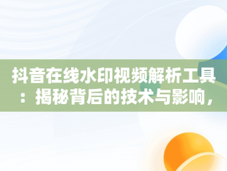 抖音在线水印视频解析工具：揭秘背后的技术与影响，抖音在线水印视频解析工具是什么 