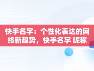 快手名字：个性化表达的网络新趋势，快手名字 昵称 好听 