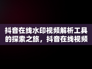 抖音在线水印视频解析工具的探索之旅，抖音在线视频水印解析优米网 
