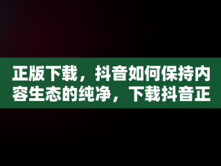 正版下载，抖音如何保持内容生态的纯净，下载抖音正版下载 