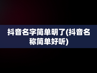 抖音名字简单明了(抖音名称简单好听)