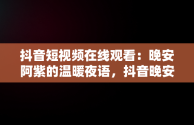 抖音短视频在线观看：晚安阿紫的温暖夜语，抖音晚安阿紫是做什么工作的 