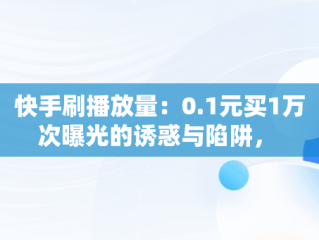 快手刷播放量：0.1元买1万次曝光的诱惑与陷阱， 