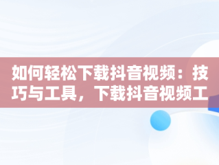 如何轻松下载抖音视频：技巧与工具，下载抖音视频工具 