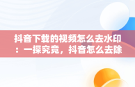抖音下载的视频怎么去水印：一探究竟，抖音怎么去除原视频水印 