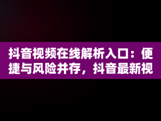 抖音视频在线解析入口：便捷与风险并存，抖音最新视频在线解析工具 