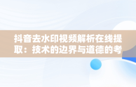 抖音去水印视频解析在线提取：技术的边界与道德的考量，一键去水印免费网址 
