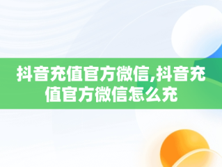 抖音充值官方微信,抖音充值官方微信怎么充