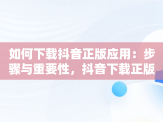 如何下载抖音正版应用：步骤与重要性，抖音下载正版免费下载 