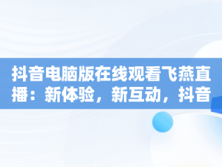 抖音电脑版在线观看飞燕直播：新体验，新互动，抖音电脑在线观看怎么进直播间 