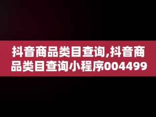 抖音商品类目查询,抖音商品类目查询小程序004499