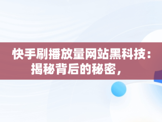 快手刷播放量网站黑科技：揭秘背后的秘密， 