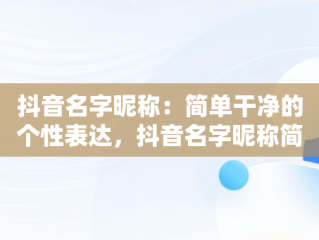 抖音名字昵称：简单干净的个性表达，抖音名字昵称简单干净成熟四字 