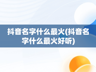 抖音名字什么最火(抖音名字什么最火好听)