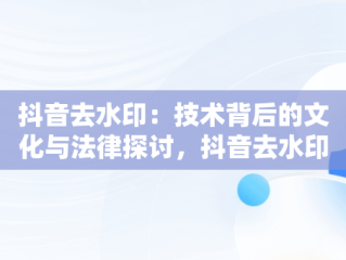 抖音去水印：技术背后的文化与法律探讨，抖音去水印视频解析在线提取 
