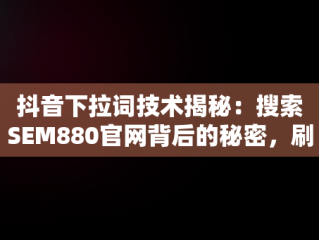 抖音下拉词技术揭秘：搜索SEM880官网背后的秘密，刷抖音下拉帝搜软件全国招商 
