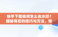 快手下载视频怎么去水印？揭秘背后的技巧与方法，快手下载视频怎么去水印教程 