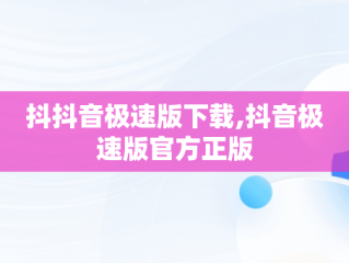 抖抖音极速版下载,抖音极速版官方正版