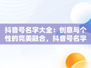 抖音号名字大全：创意与个性的完美融合，抖音号名字大全2020 