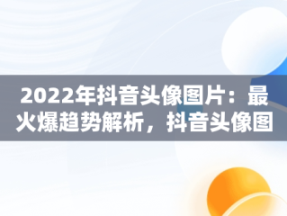 2022年抖音头像图片：最火爆趋势解析，抖音头像图片2022最火爆最好看 
