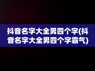 抖音名字大全男四个字(抖音名字大全男四个字霸气)