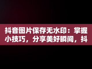抖音图片保存无水印：掌握小技巧，分享美好瞬间，抖音图片保存无水印在线工具 