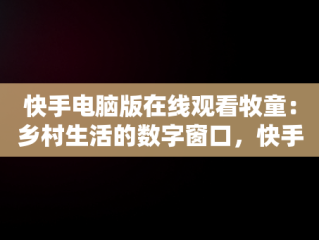 快手电脑版在线观看牧童：乡村生活的数字窗口，快手在线观看牧童直播 